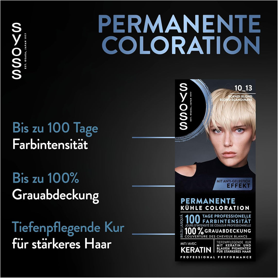 SYOSS Coloration 10_13 Scandi Blond (3 x 115 ml), permanente Coloration mit Keratin verleiht einen k