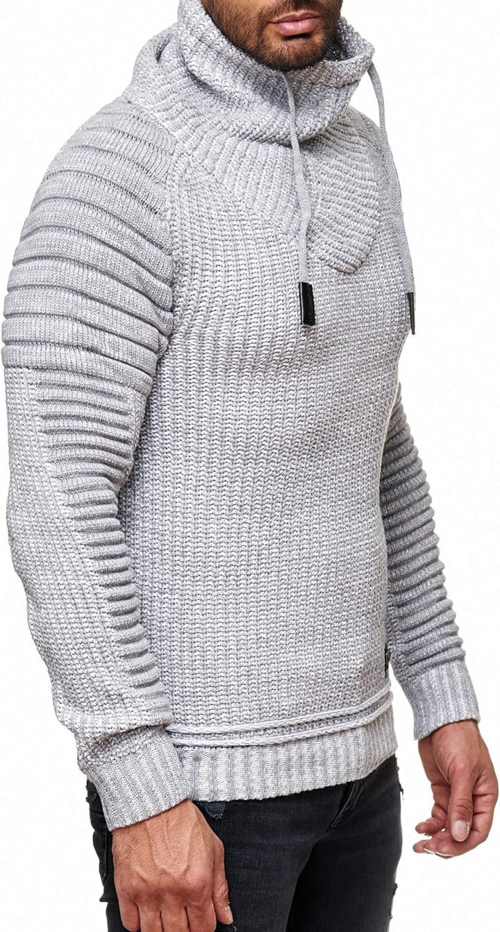 Subliminal Mode Herren Pullover aus grobem Strick mit Schalkragen BX292 S 293 Grau, S 293 Grau