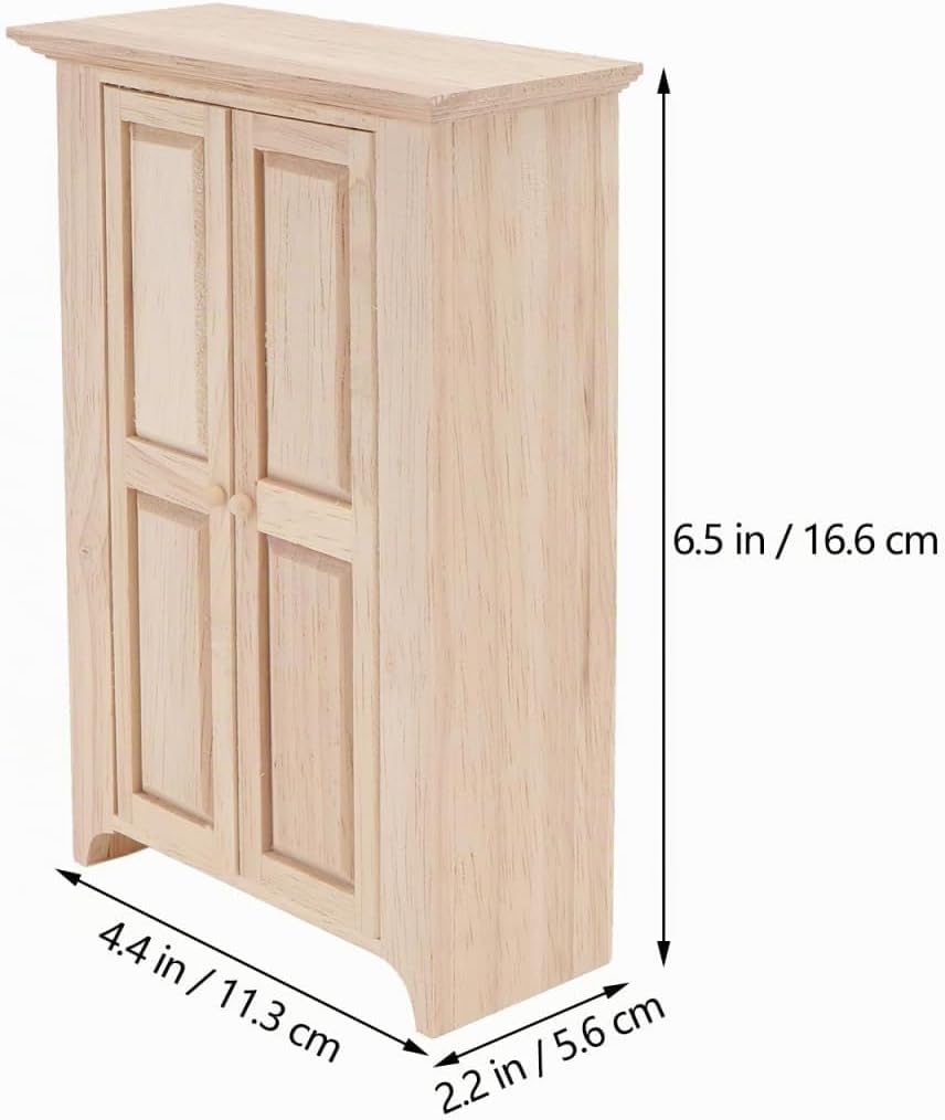 Yardwe Puppenhaus Kleiderschrank Holz, 11.3 x 5.6 x 16.6 cm, Synthetischem Material, Miniatur MöBel