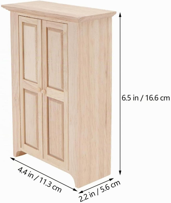 Yardwe Puppenhaus Kleiderschrank Holz, 11.3 x 5.6 x 16.6 cm, Synthetischem Material, Miniatur MöBel