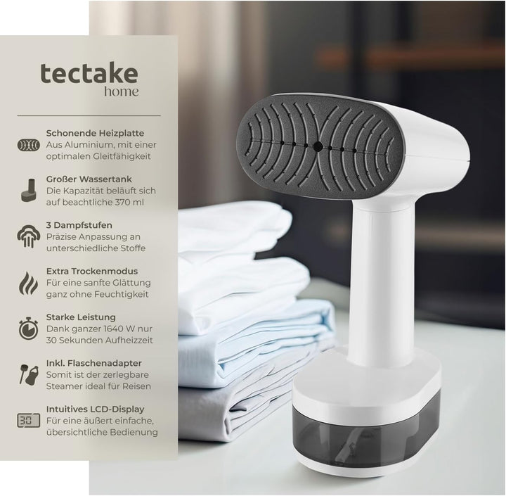 tectake® Dampfglätter, Steamer mit 4 Modi und Flaschenadapter für Reise, Hemden bügeln, Blusenbügler