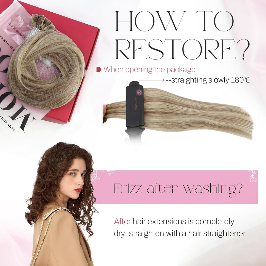 Moresoo Bonding Extensions Echthaar 1g Pre Bonded Keratin Bondings Echthaar Extensions Blond Strähne