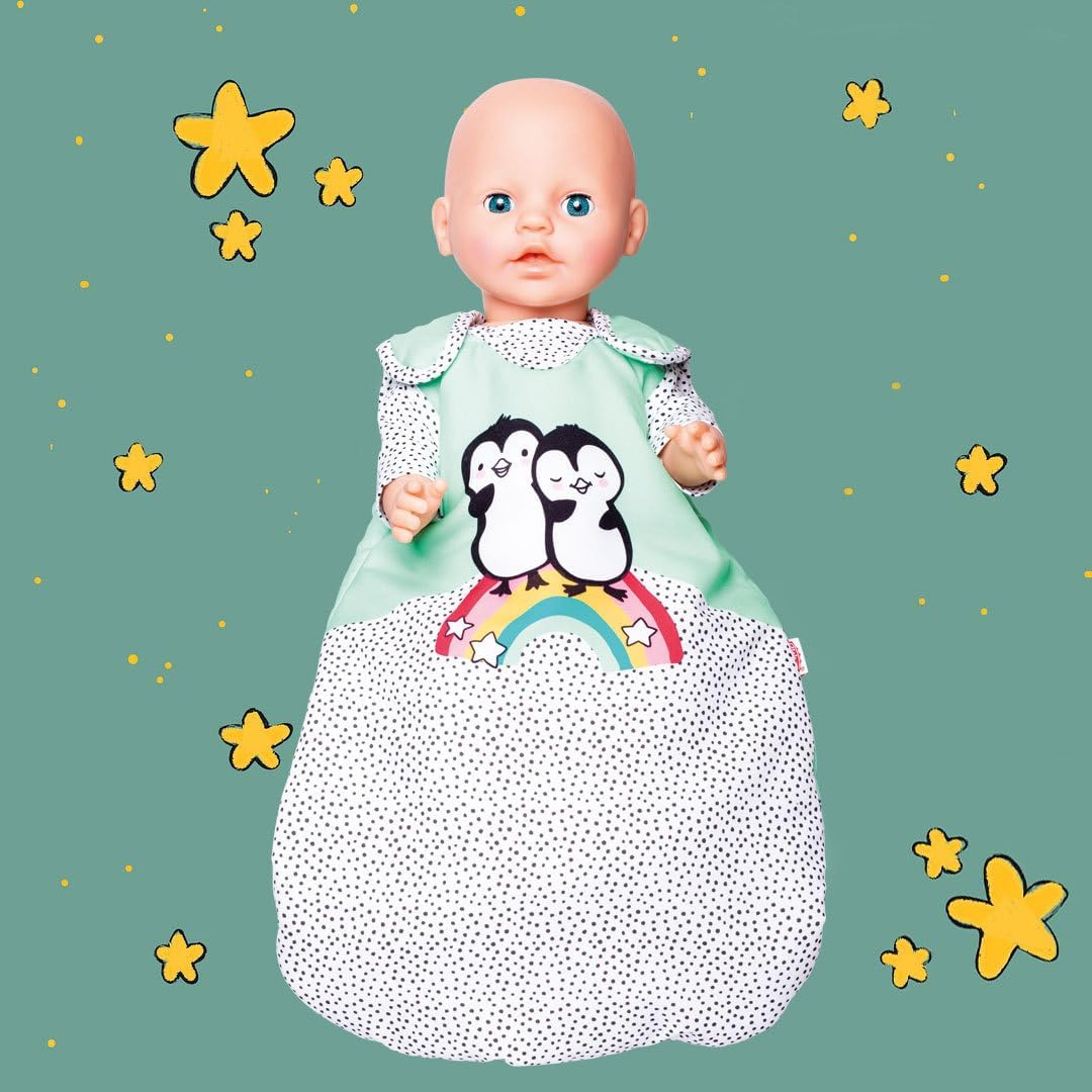 Heless 2194 - Schlafsack für Puppen im Pinguin Pünktchen Design, mit Pinguin-Aufdruck und Klettversc