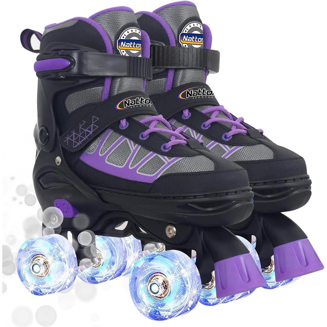 Nattork Kinder Rollschuhe für Mädchen, Jungen und Anfänger, 4 Grössen Verstellbare Rollschuhe mit Le