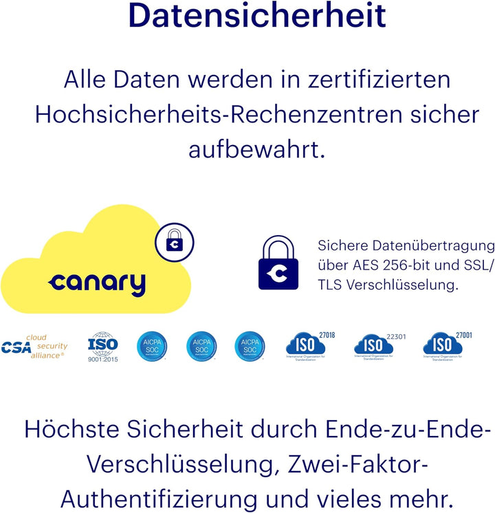Canary View Überwachungskamera 1080p HD WiFi IP | 24/7 Live-Übertragung, Bewegungsmelder, 2-Wege-Aud