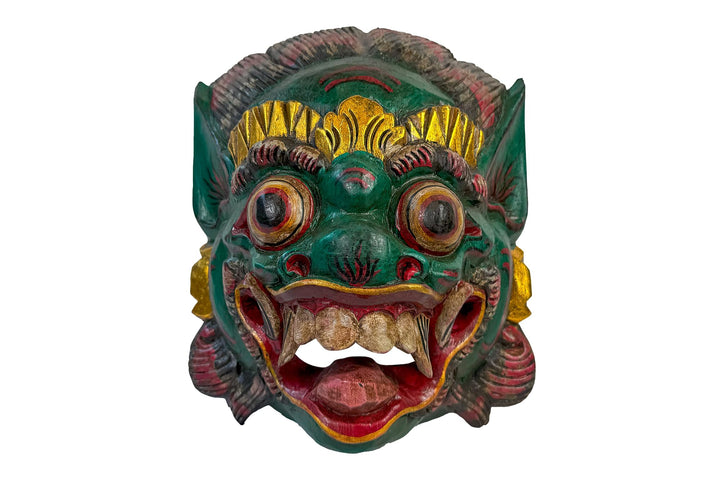 Maske Löwe Raksasa aus Holz 30 cm, Holz-Maske aus Bali, Wandmaske