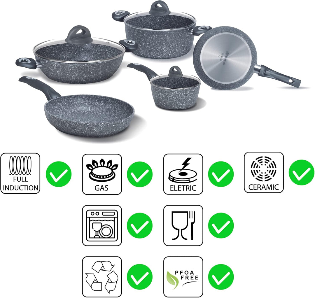 Aeternum Madame Petravera 3.0 Topf-und Pfannen-Set, Aluminium, induktionsgeeignet, 8-teilig, grau, 1