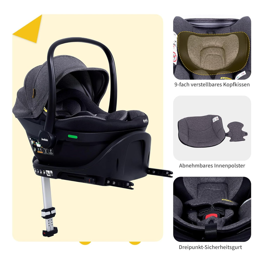 Jovikids Babyschale, Stufenlos verstellbare Liegeposition, Gruppe 0/0+ (40-87 cm) Baby Autositz mit