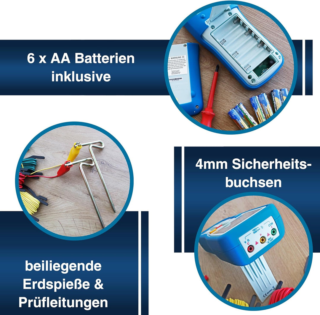 PeakTech P 2700 2700 - Digitales Erdungsmessgerät mit beleuchtetem Dual LCD-Display & 2 Erdungsstäbe