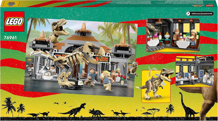 LEGO 76961 Jurassic Park Angriff des T. rex und des Raptors aufs Besucherzentrum, Dinosaurier Spielz