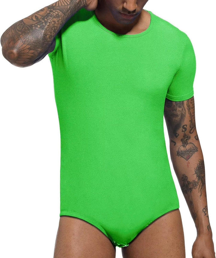 Landofgenie Männer Kurzarm Strampler Pyjama Bodysuit One Piece Strampler M Hellgrün, M Hellgrün