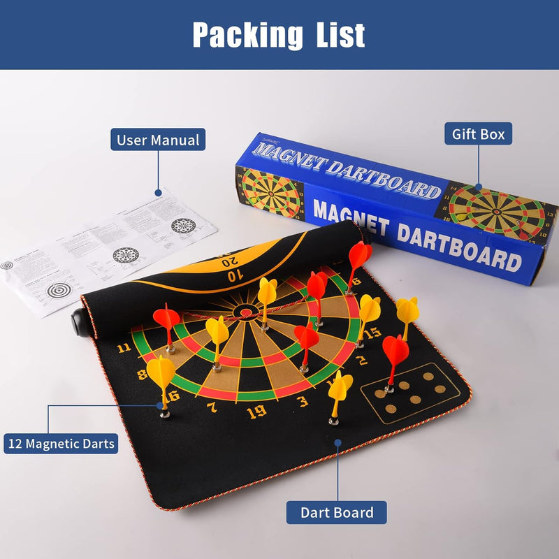 Magnetisch Dartscheibe Kinder mit 12 Sicheren Darts，Doppelseitige Dartboard Geschenke für Kinder 4 5