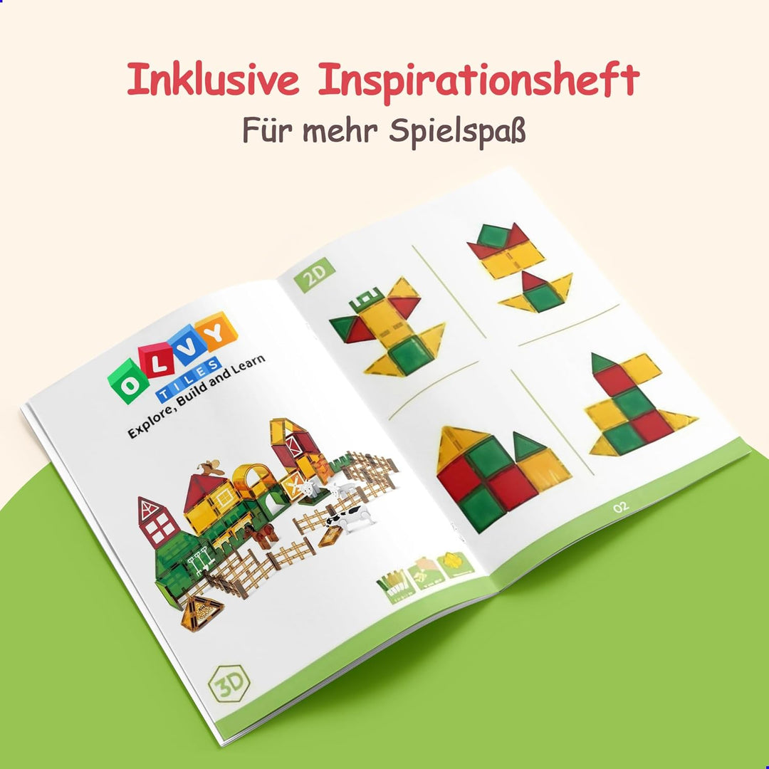 Olvy Magnetische Bausteine Montessori Spielzeug - 80 Magnetic Tiles Kinder - Magnetisches Konstrukti