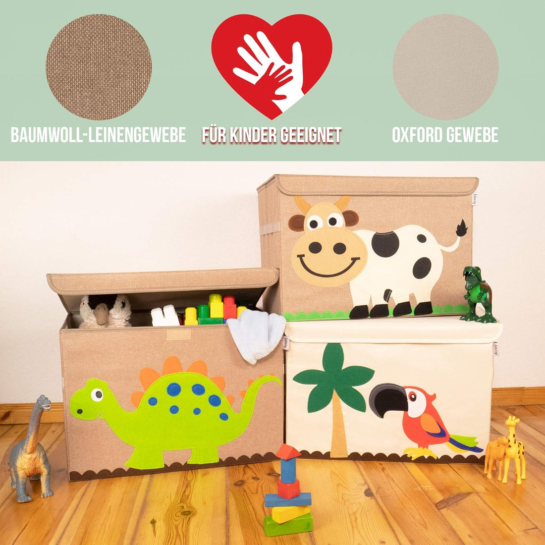 Aufbewahrungsbox Kinder gross 51 x 36 x 36 I Spielzeugkiste I Kiste mit Deckel für Kinderzimmer I Au