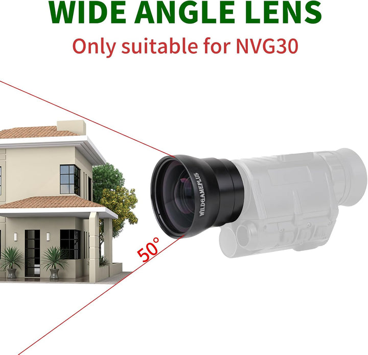 WILDGAMEPLUS NVG30 Weitwinkel Optische Linse Kit, Aluminium 50° FoV Weitwinkel Objektiv für NVG30 Mo