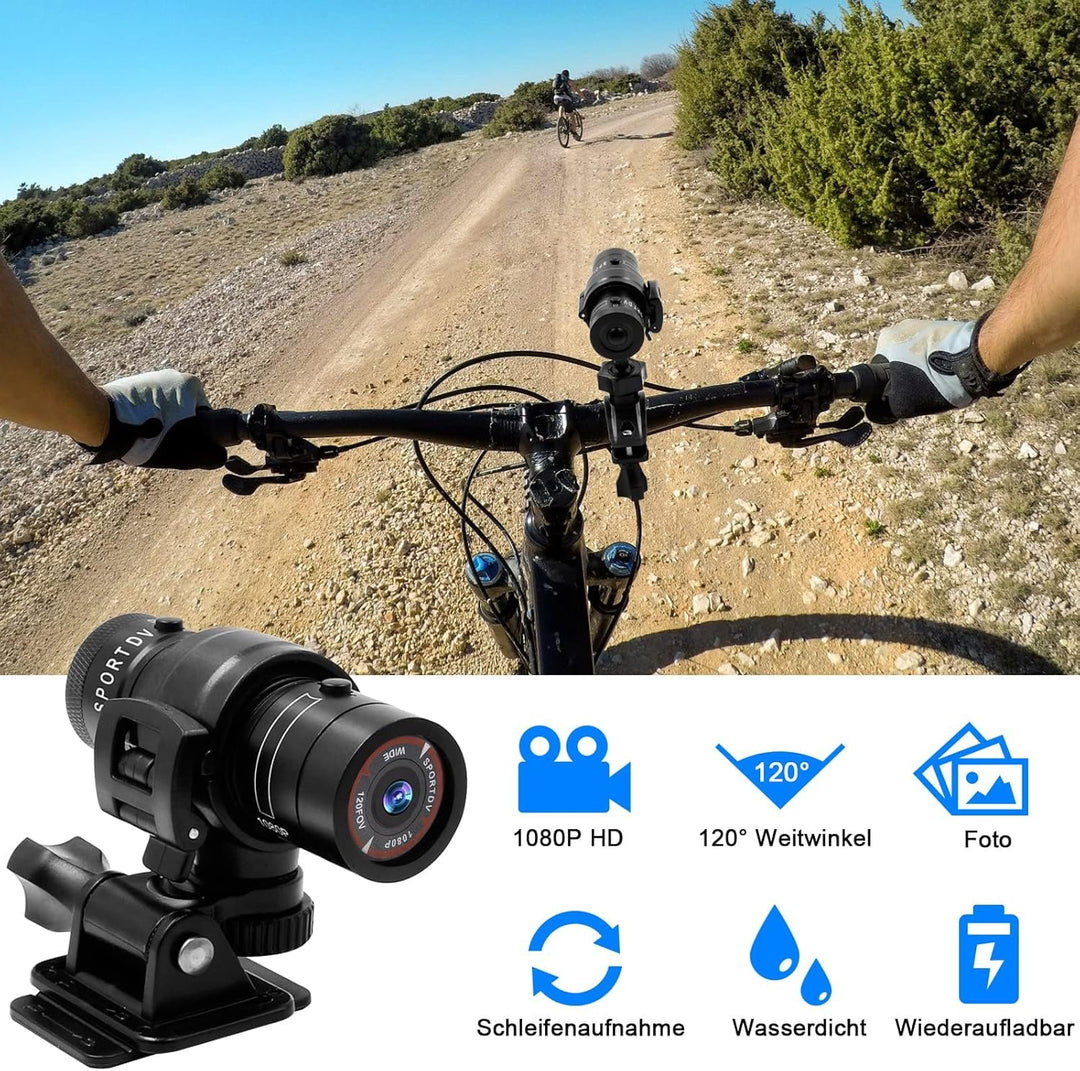 TANGMI Action Cam 1080P, Helmkamera für Fahrrad mit 120° Weitwinkel