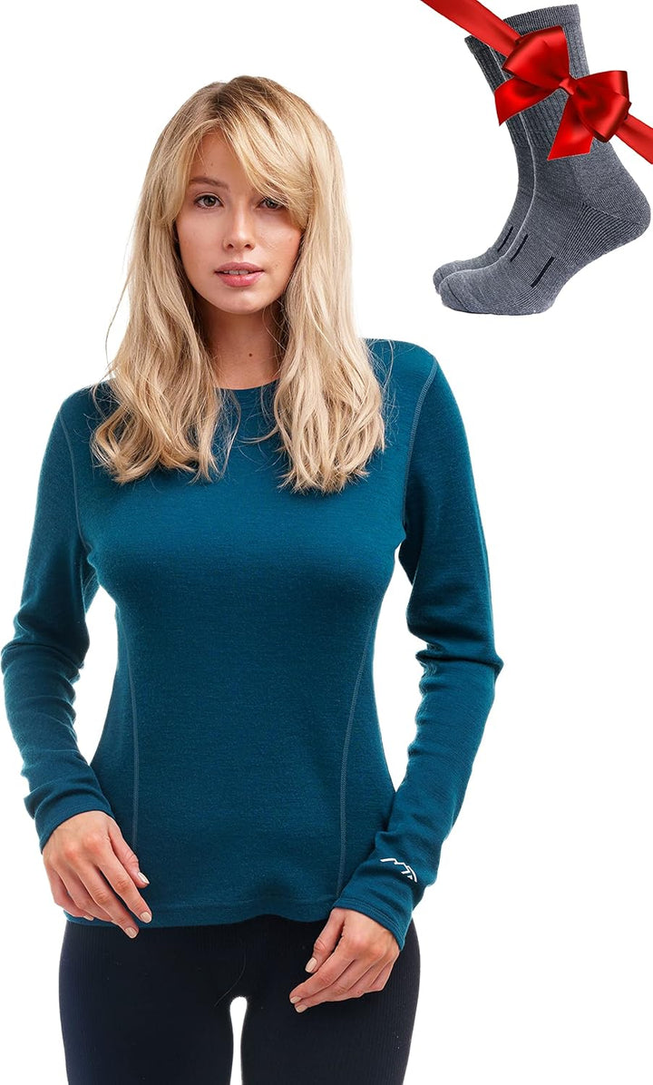 Merino.tech Merino Shirt Damen Langarm - Premium 100% Merino Unterwäsche Damen Leichte, Mittel, Schw