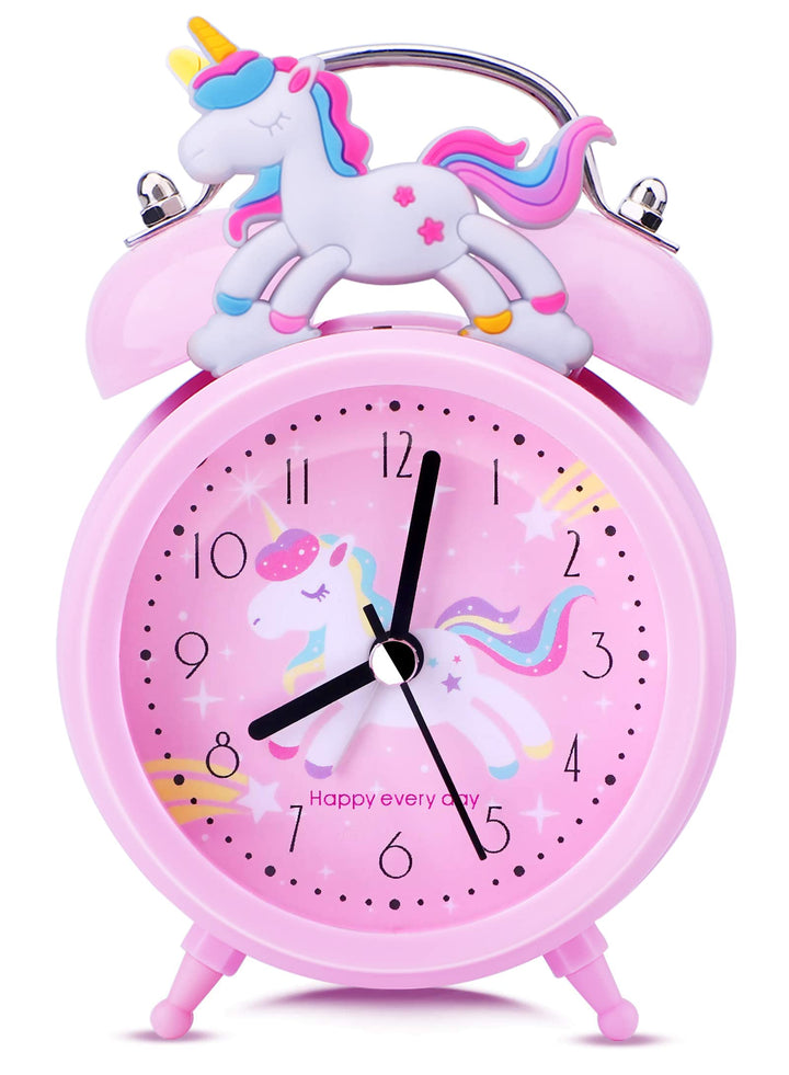 TCJJ Einhorn wecker für Mädchen, Nicht Tickend Wecker Kinder MäDchen,Leiser Nachttisch Rosa Wecker,K
