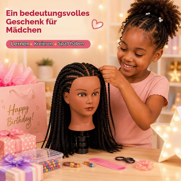 Mannequin Kopf 100% Echthaar Afro Cosmetology Haar Mannequin Kopf afrikanischer Amerikanischer Übung