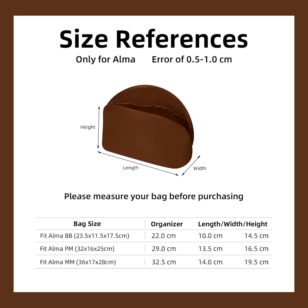 DGAZ Taschen Organizer Einsatz, Seide Innentasche für Alma BB/PM/MM, Leicht Taschenorganizer Shaper