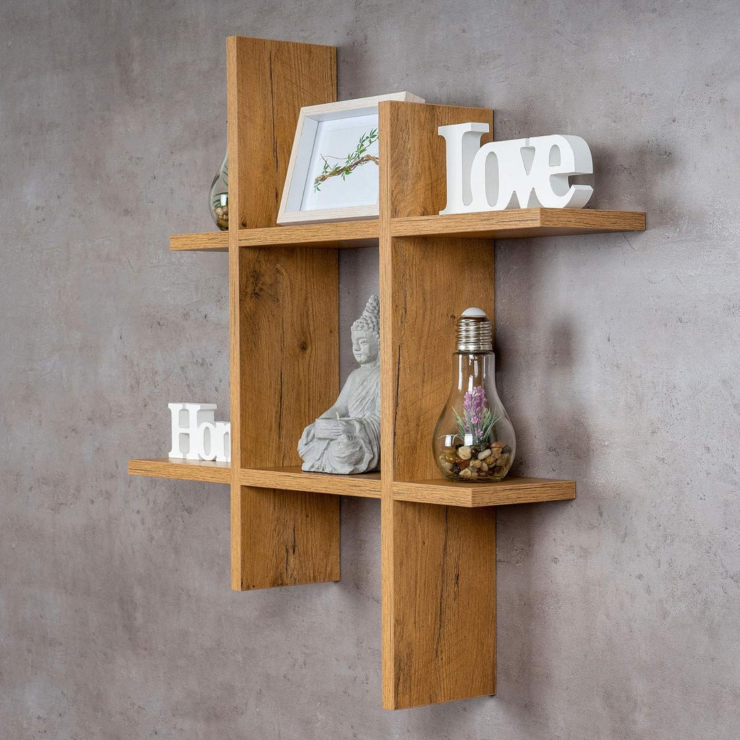 levandeo Hashtag Regal 75x75cm Wandregal Holz Wildeiche Eiche Bücherregal Hängeregal Ablage Steckreg