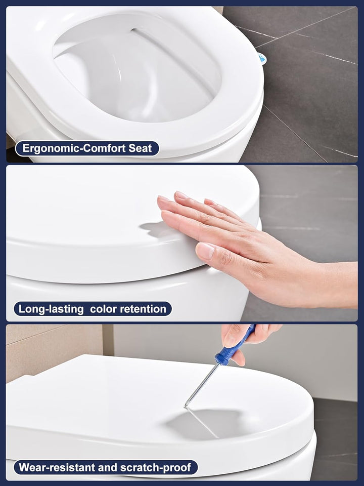 WC Sitz mit Absenkautomatik D-Form [KURZ], YEAUPE PRO Toilettendeckel mit Puller Lid, Toilettensitz
