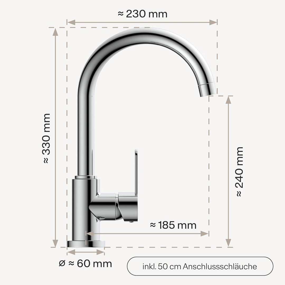 Wasserwerk Küchenarmatur WK5 | Wasserhahn Küche | Armatur Spültisch | Mischbatterie für die Küche |