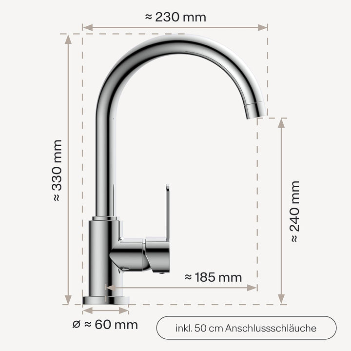 Wasserwerk Küchenarmatur WK5 | Wasserhahn Küche | Armatur Spültisch | Mischbatterie für die Küche |