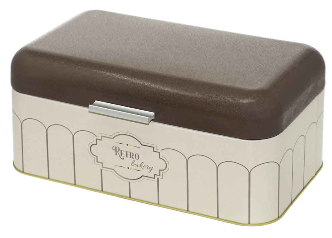 Lashuma Eckige Brotbox Retro, Brotdose gross aus Blech 36x21 cm, Aufbewahrungsbehälter für Brot, Ret