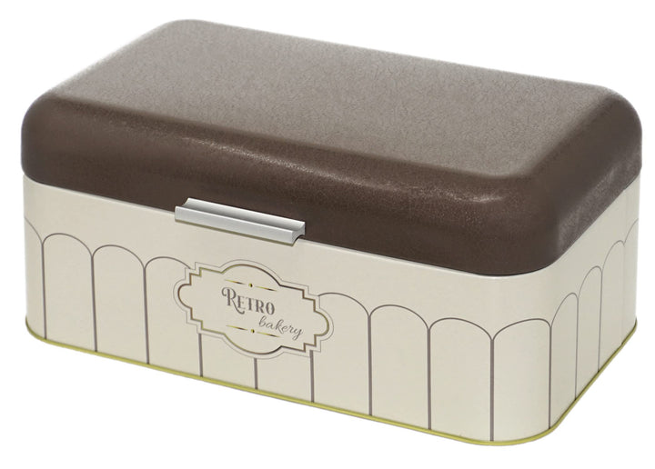 Lashuma Eckige Brotbox Retro, Brotdose gross aus Blech 36x21 cm, Aufbewahrungsbehälter für Brot, Ret