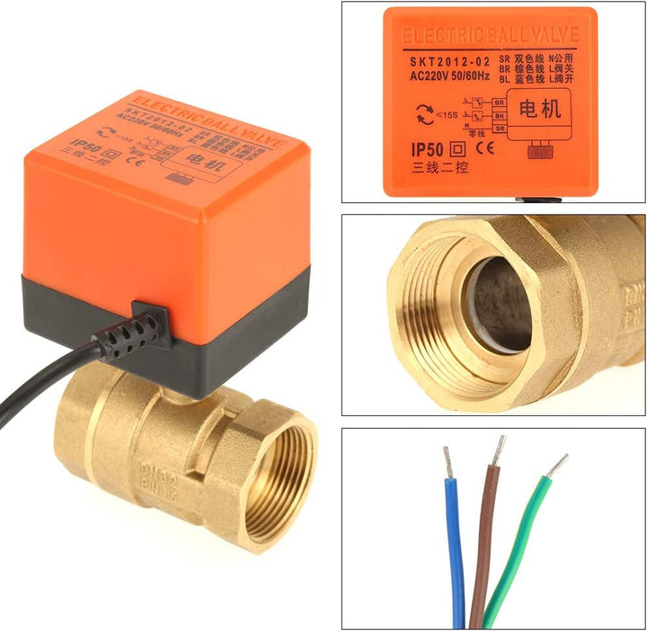 Motorisiertes AC 220V Messing-Kugelhahn, G1-1/4 DN32 2-Wege-3-Draht-2-Punkt-Steuerkugelventil