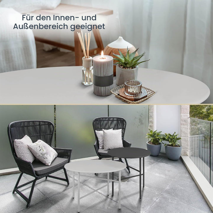 Beistelltisch Outdoor Gartentisch Rund Ø 53 cm Tischplatte Kratzfest – Stabiler Wohnzimmer Couchtisc