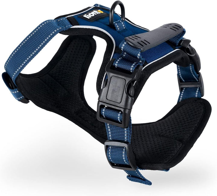 lionto Hundegeschirr gepolstert aus weichem Nylon, Grösse L, reflektierendes Anti Zug Geschirr für H