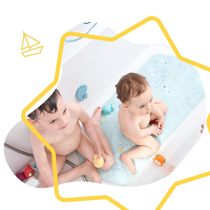 Badabulle XXL Badematte Meerestiere für Kinder, 91 x 40 cm, rutschfest & mit Temperatursensor, Meere