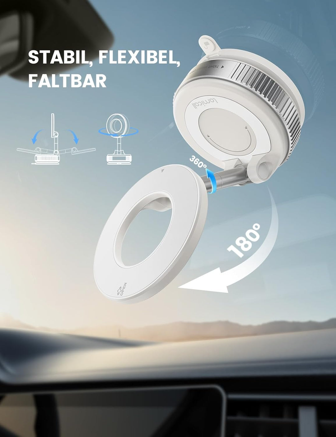 Lamicall Magnetische Handyhalterung Auto für Magsafe Autohalterung - [Vakuum Saugnapf & 24X Magnet]