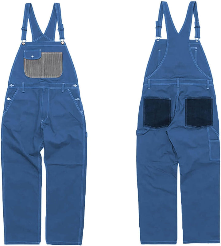 Herren Denim Latzhose Overalls Jeanshose Männer Cargo Jeans Retro Jumpsuit Arbeitshose Blau Arbeitsl