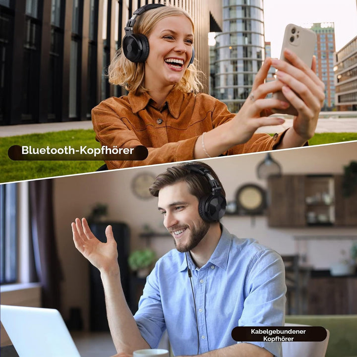 Oneodio Kabellos & Verdrahtet Bass Stereo Ohr-Kopfhörer Hi-Fi Klang Bluetooth Faltbare,30 Stunden Sp