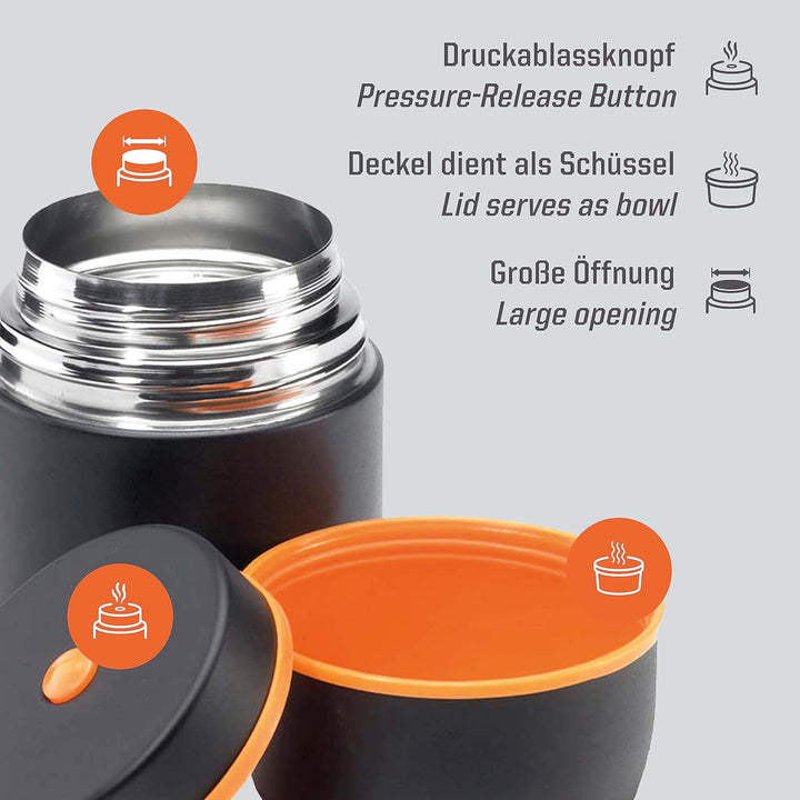 Esbit Thermobehälter Classic für Speisen - Warmhaltebehälter 750 ml in Schwarz - aus Edelstahl für w