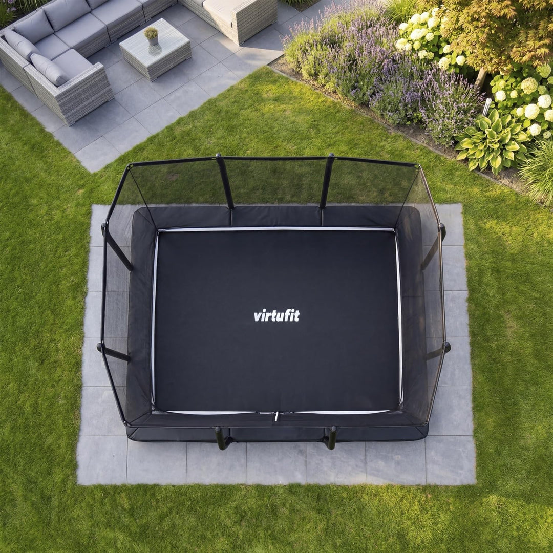 VirtuFit Premium Bodentrampolin mit Sicherheitsnetz - Schwarz - 213 x 305 cm