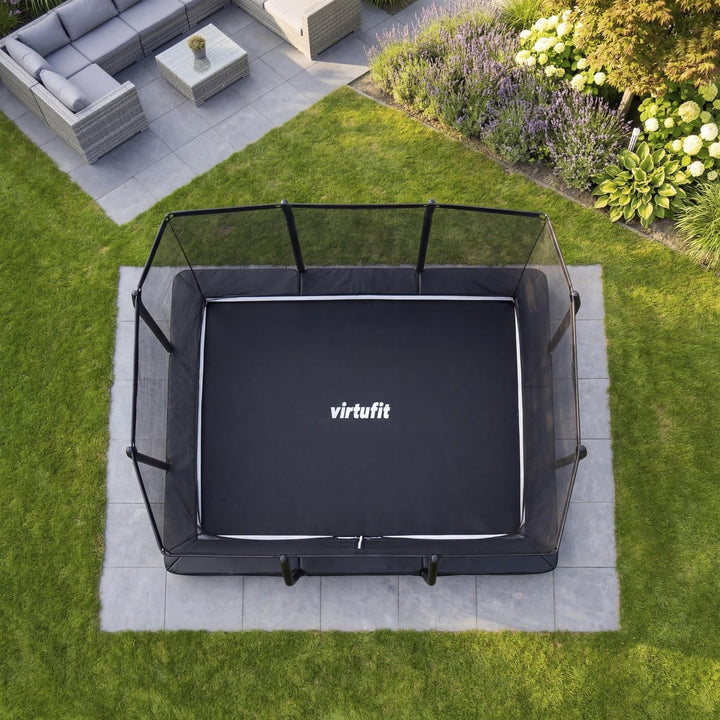 VirtuFit Premium Bodentrampolin mit Sicherheitsnetz - Schwarz - 213 x 305 cm