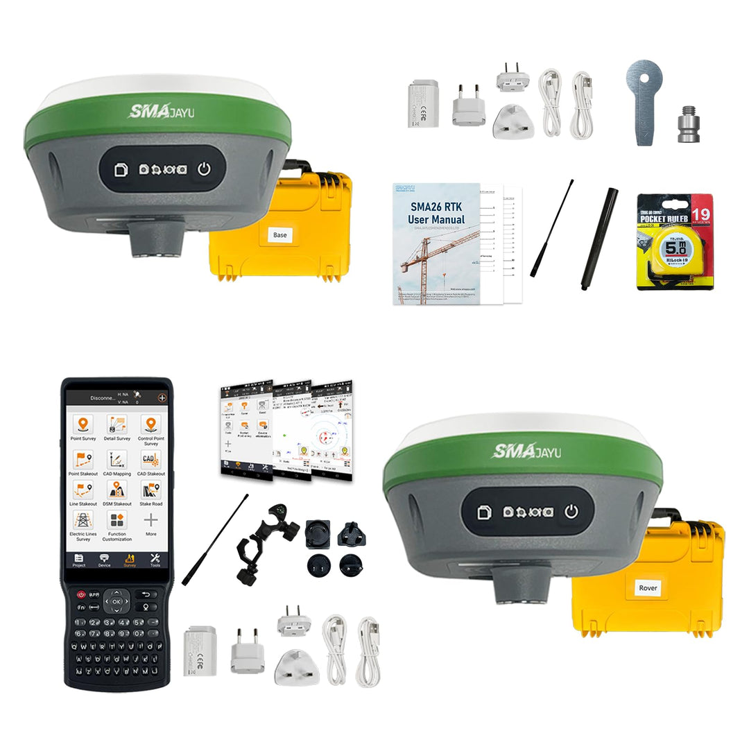 SMA26 Plus Rover&amp;Base RTK GNSS-Vermessungssystem mit Handheld-Sammler, Dual-GNSS-Empfänger, Neigungs