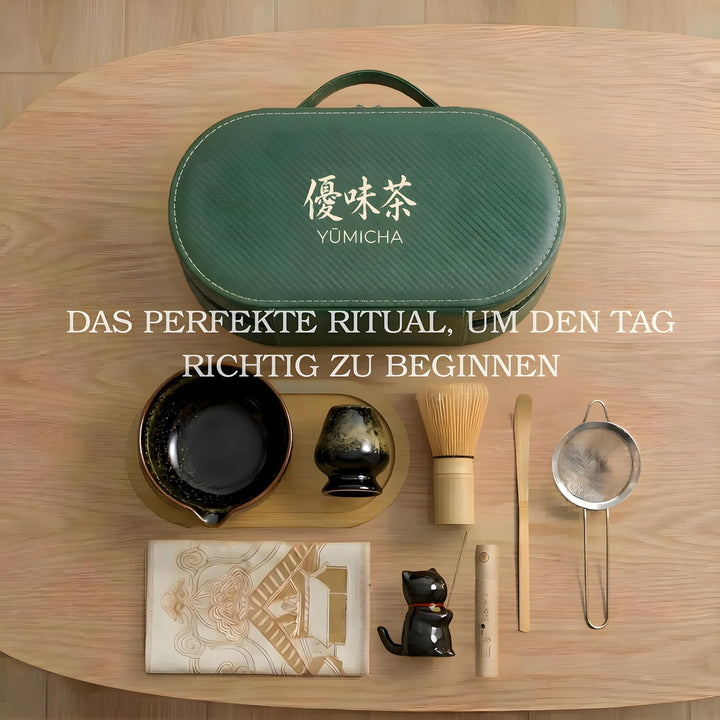Matcha-Set, 10-teilig, Koffer, Grün, Service schwarz Tasche Grün/Service Schwarz 10, Tasche Grün/Ser