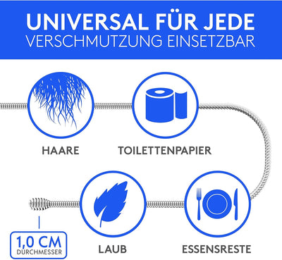 Meisterfaktur Rohrreinigungsspirale Pro [5 m] - innovativer Mechanismus - Ideale Abflussspirale für