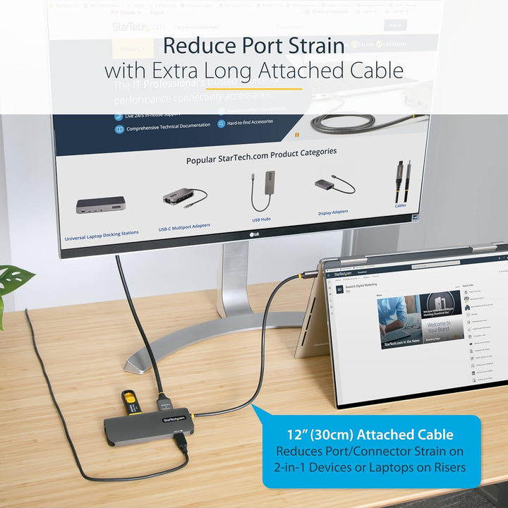 StarTech.com USB C Multiport Adapter, USB C auf HDMI Adapter 4K 60Hz, 5Gbit/s USB-A 3.0 Hub, 100W Po