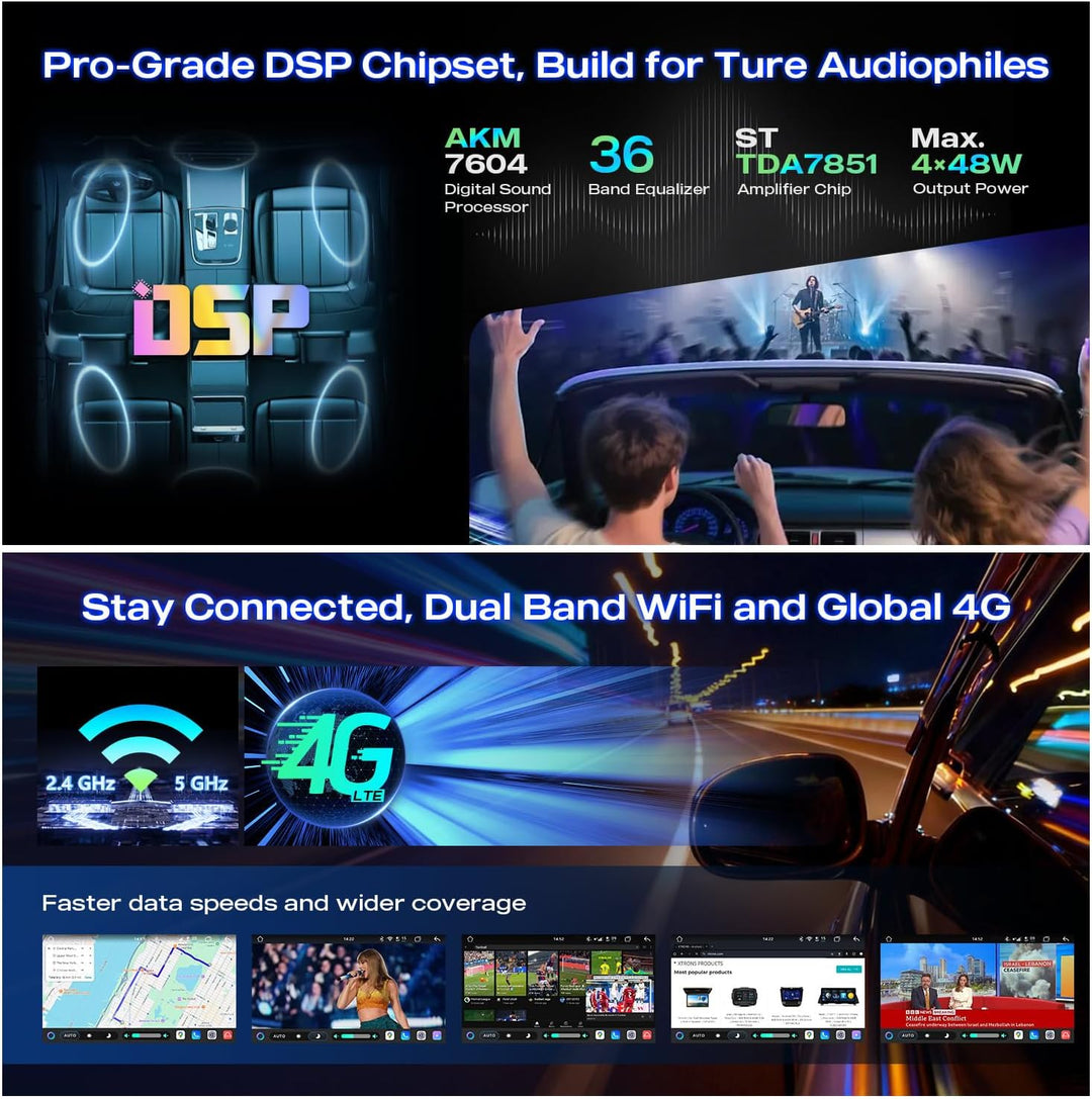 XTRONS Android 14 Autoradio Octa Core 8+128GB für VW Škoda SEAT 9-Zoll-IPS-QLED-Bildschirm Integrier
