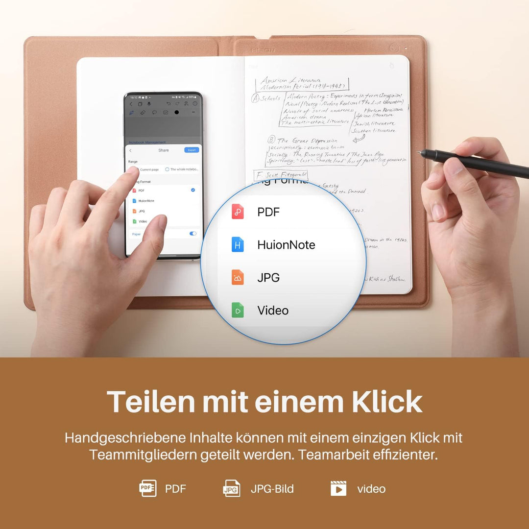 HUION Note X10 Grafiktablett für Laptop, Digital 2-in-1 Kabelloses Bluetooth Notizbuch, Elektronisch