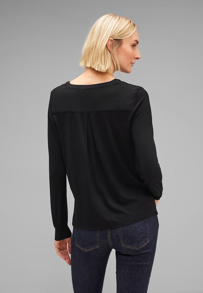 Street One Damen Chiffon Langarmshirt 38 Black (Schwarz), 38 Black (Schwarz)