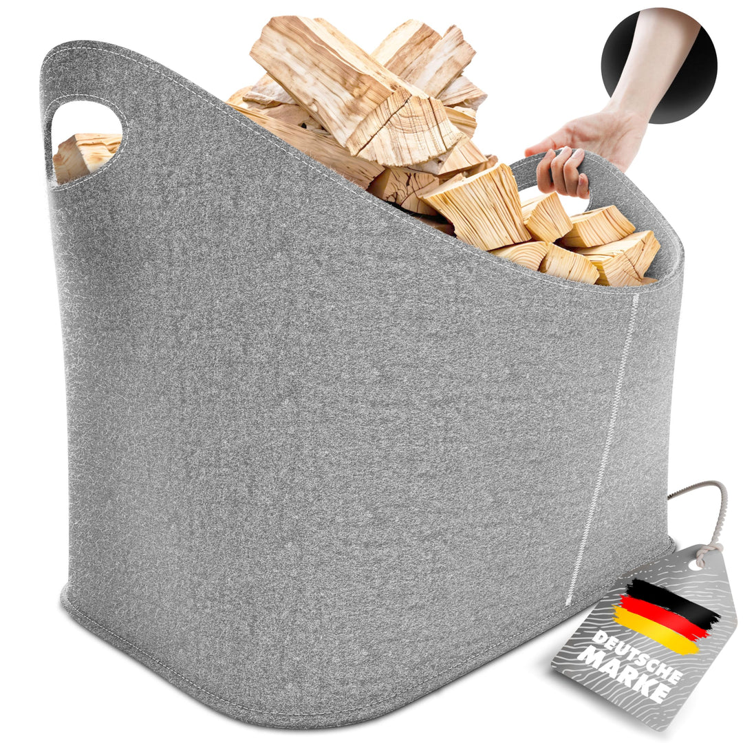 Xcelenze - XXL Holzkorb für Kaminholz Filzkorb extra dicker Filz & verstärkte Griffe | Filztasche fa