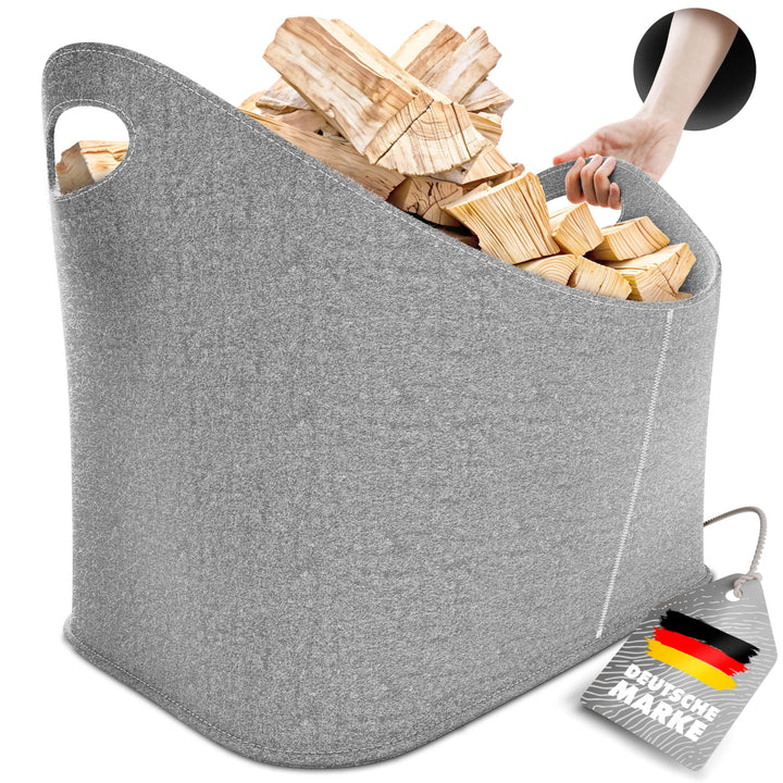 Xcelenze - XXL Holzkorb für Kaminholz Filzkorb extra dicker Filz & verstärkte Griffe | Filztasche fa