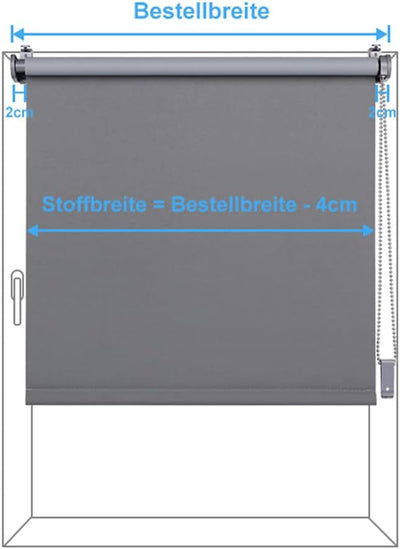 Eurohome Verdunkelungsrollo Thermo Rollo 100x130cm (Stoffbreite 96 cm) Grau Klemmfix ohne Bohren mit